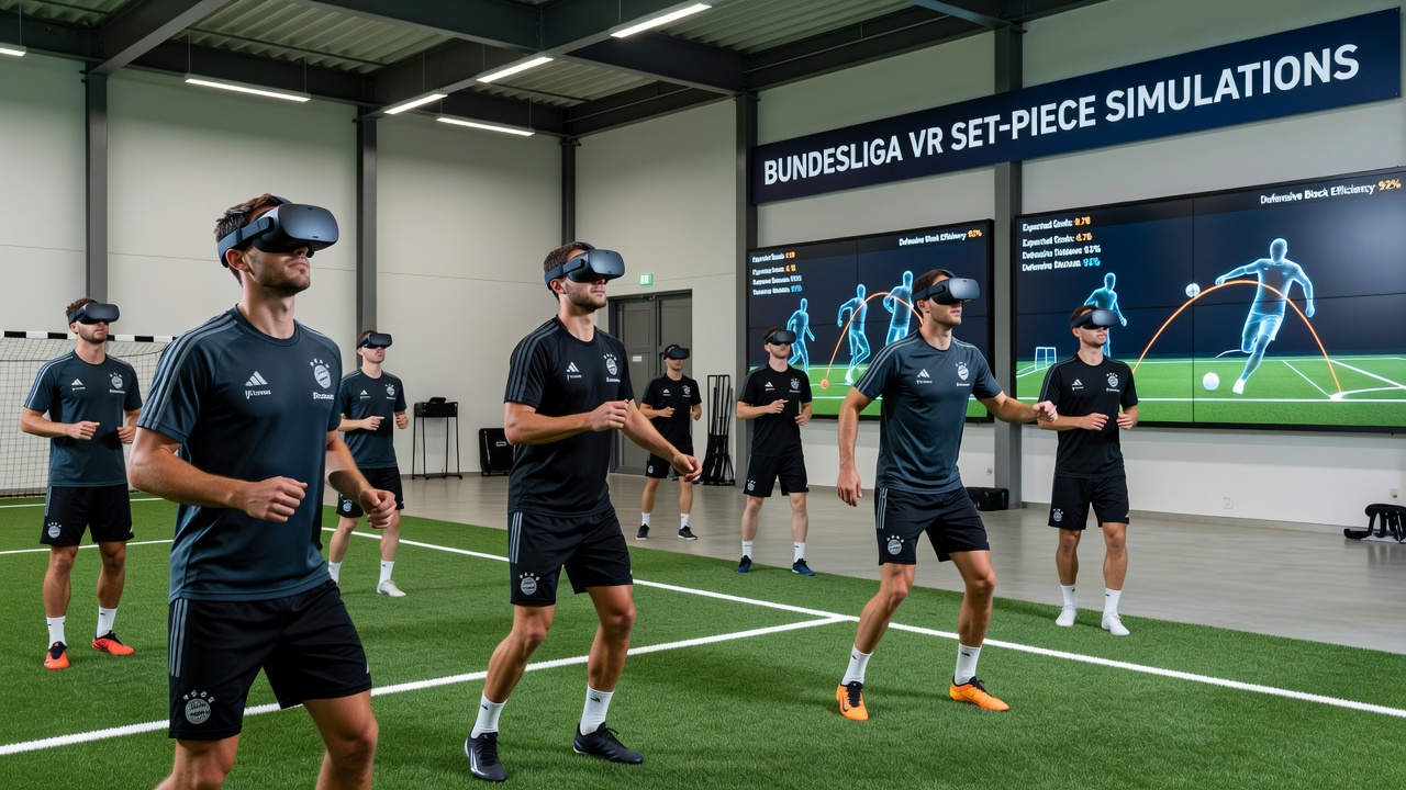 Bundesliga-Spieler nutzen VR-Brillen während eines Trainings zur Verbesserung von Standardsituationen
