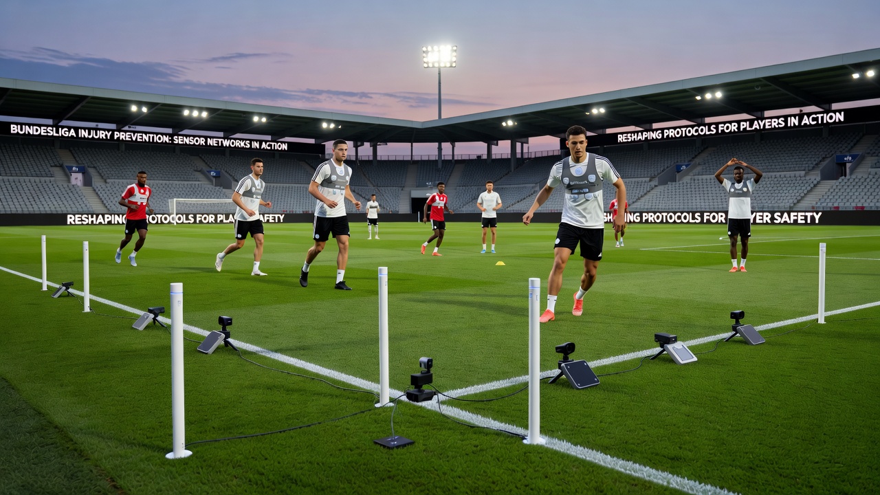 Sensornetzwerke am Spielfeldrand erfassen Bewegungsdaten während eines Bundesliga-Spiels